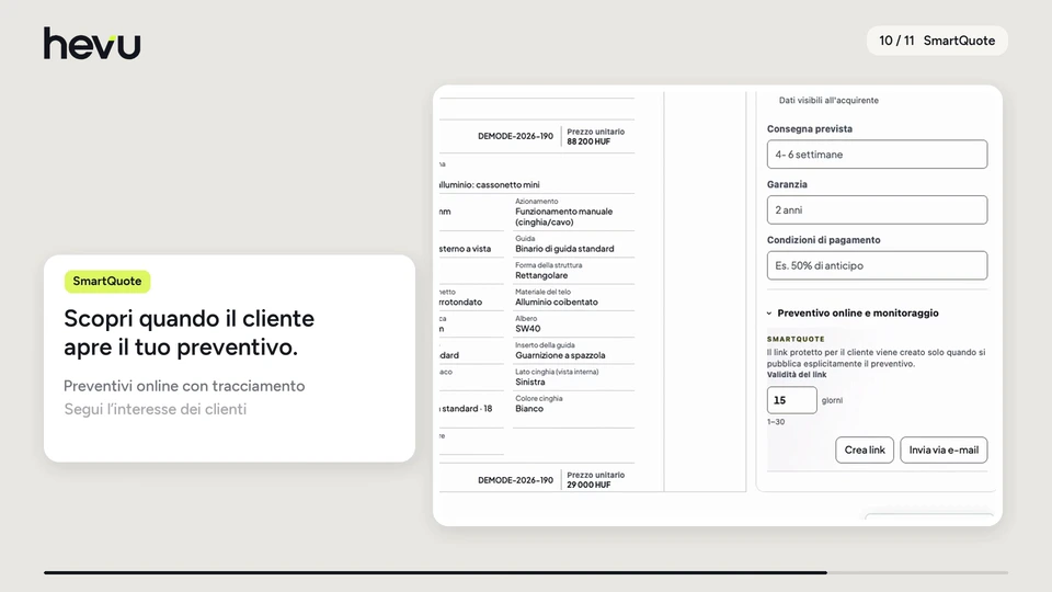 Scopri quando il cliente apre il tuo preventivo. Preventivi online con tracciamento Segui l’interesse dei clienti