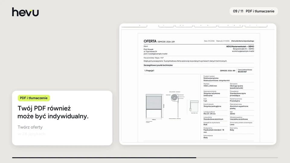 Twój PDF również może być indywidualny. Twórz oferty w 28 językach.
